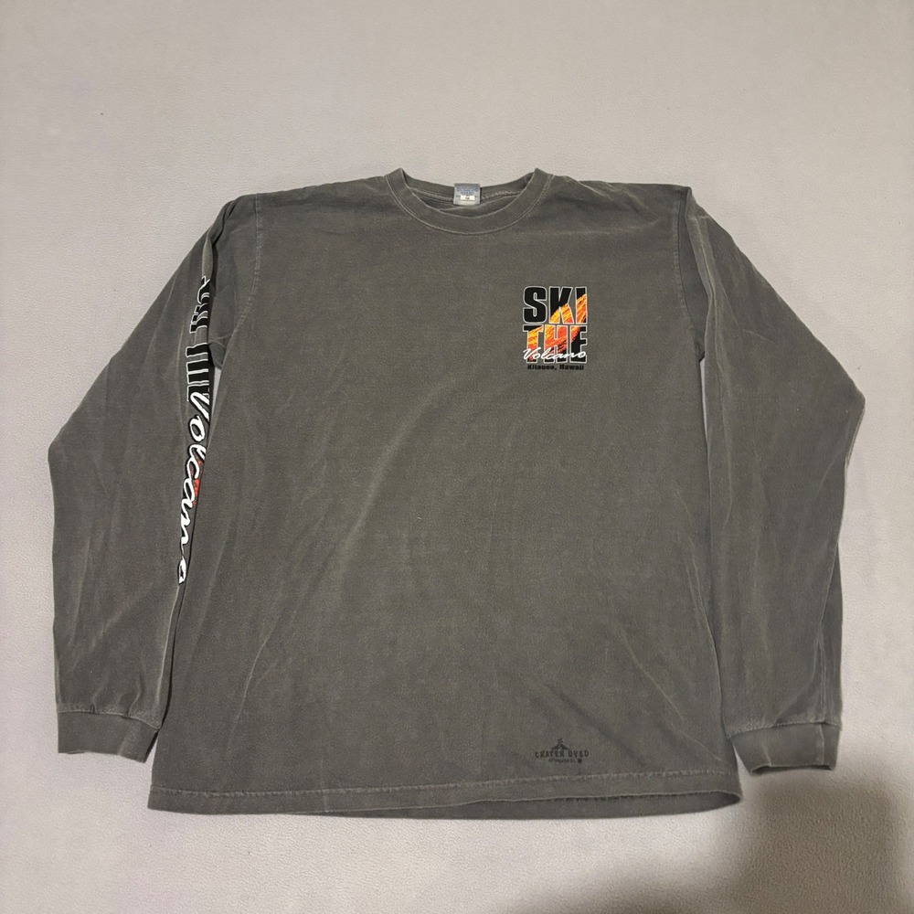 Crazy Shirts Mens Medium Ski The Volcano‎ Kilauea Hawaii Long Sleeve  Y2K Casual